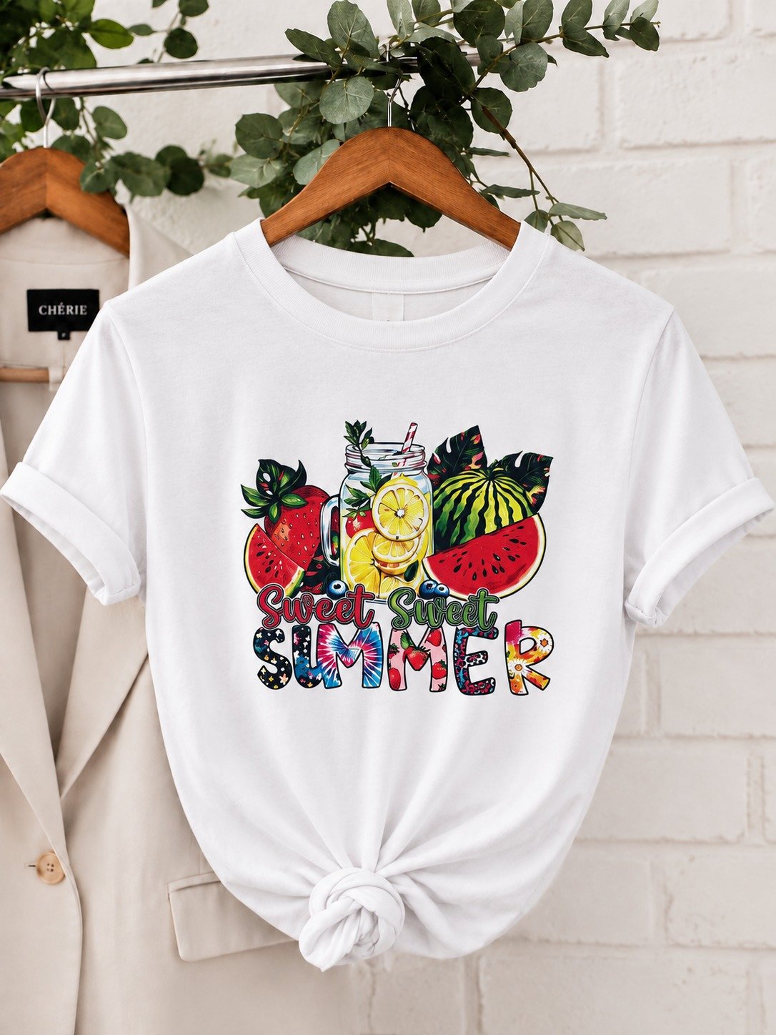T-shirt plus size summer fruits