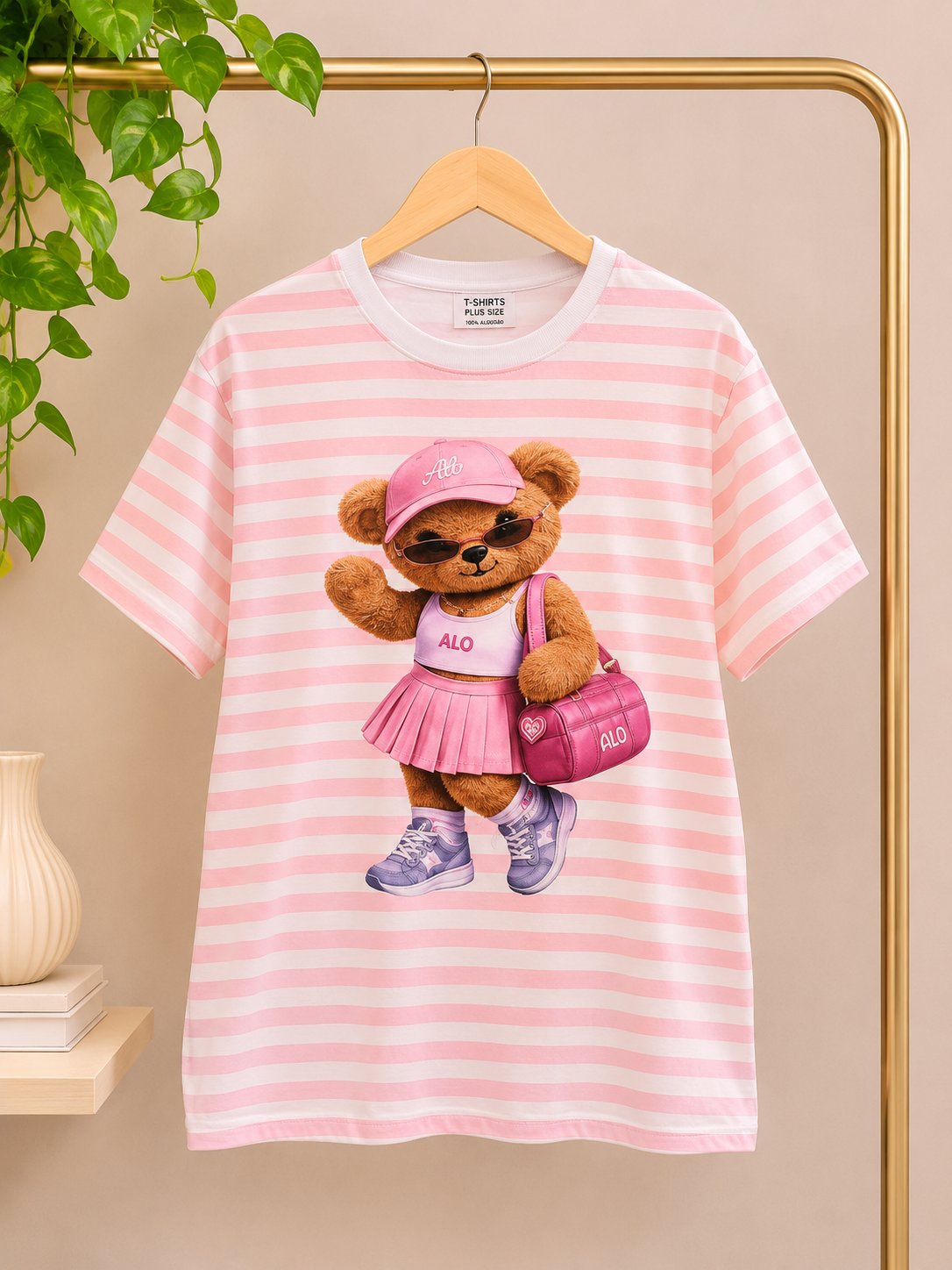 T-shirt plus size urso treino