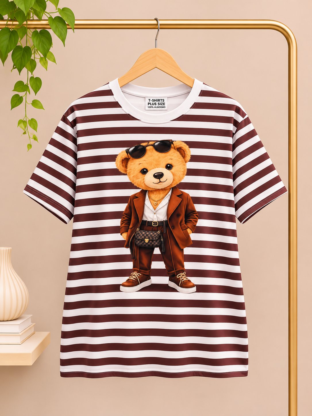 T-shirt ursa empresaria listras