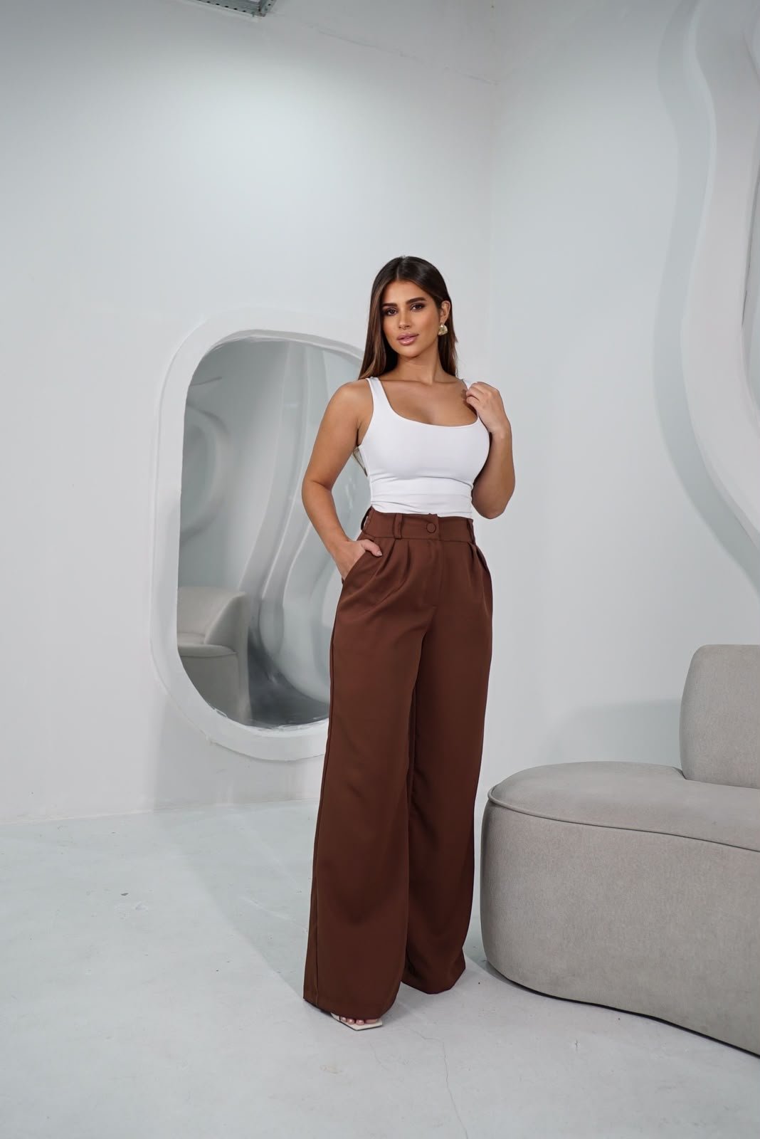 Calça Pantalona Rio Cor marrom