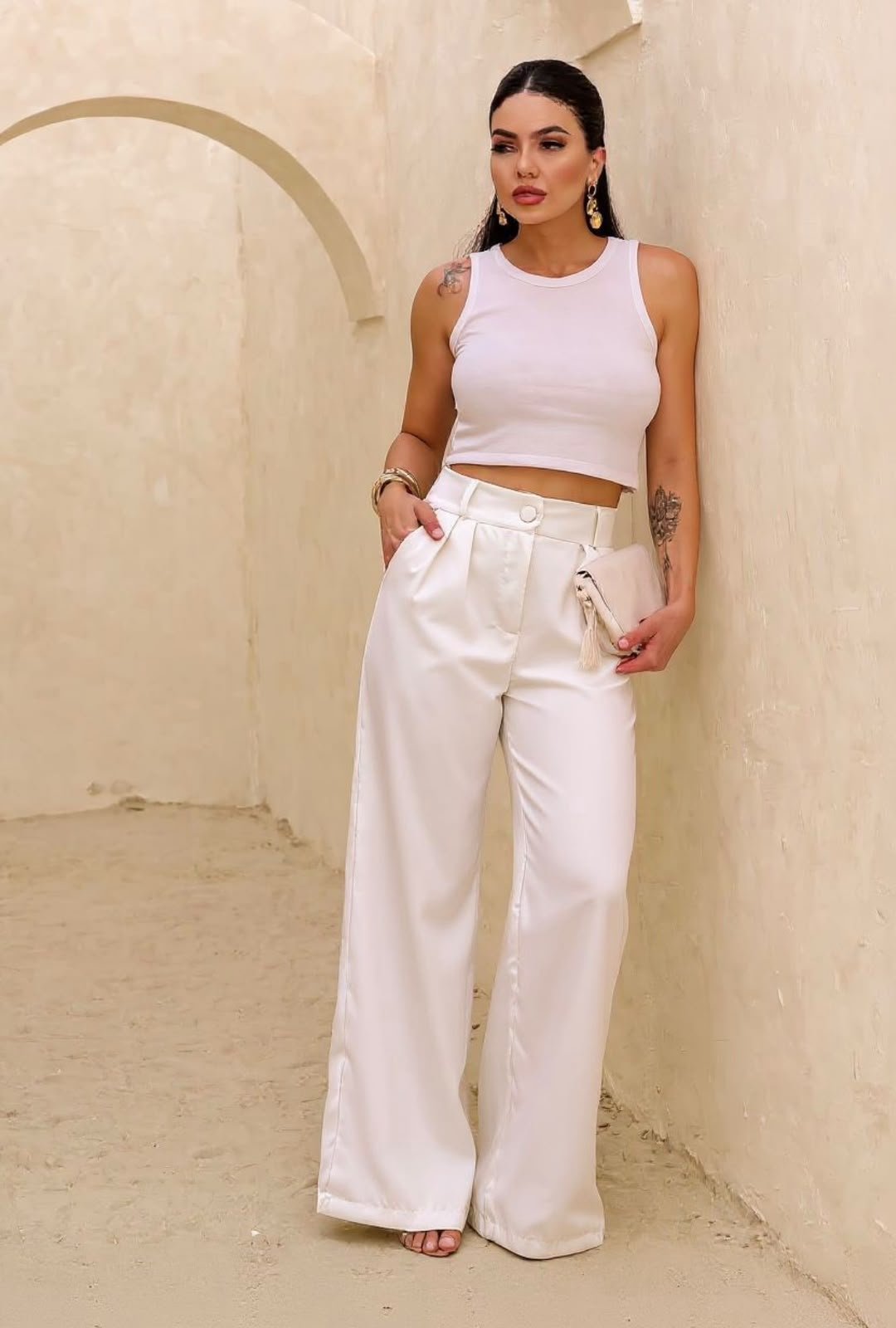 Calça pantalona rio - off white