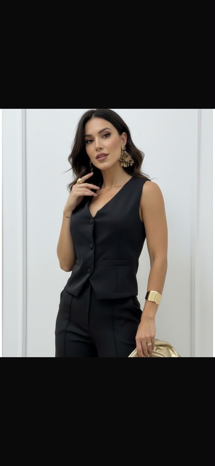 Colete Mariana Social Cor: Preto